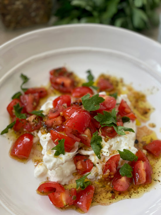 Burrata and Tomato Conffit / Sunday Table Recipes